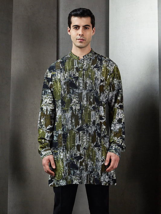 Light GPSY Glitch Print Kurta