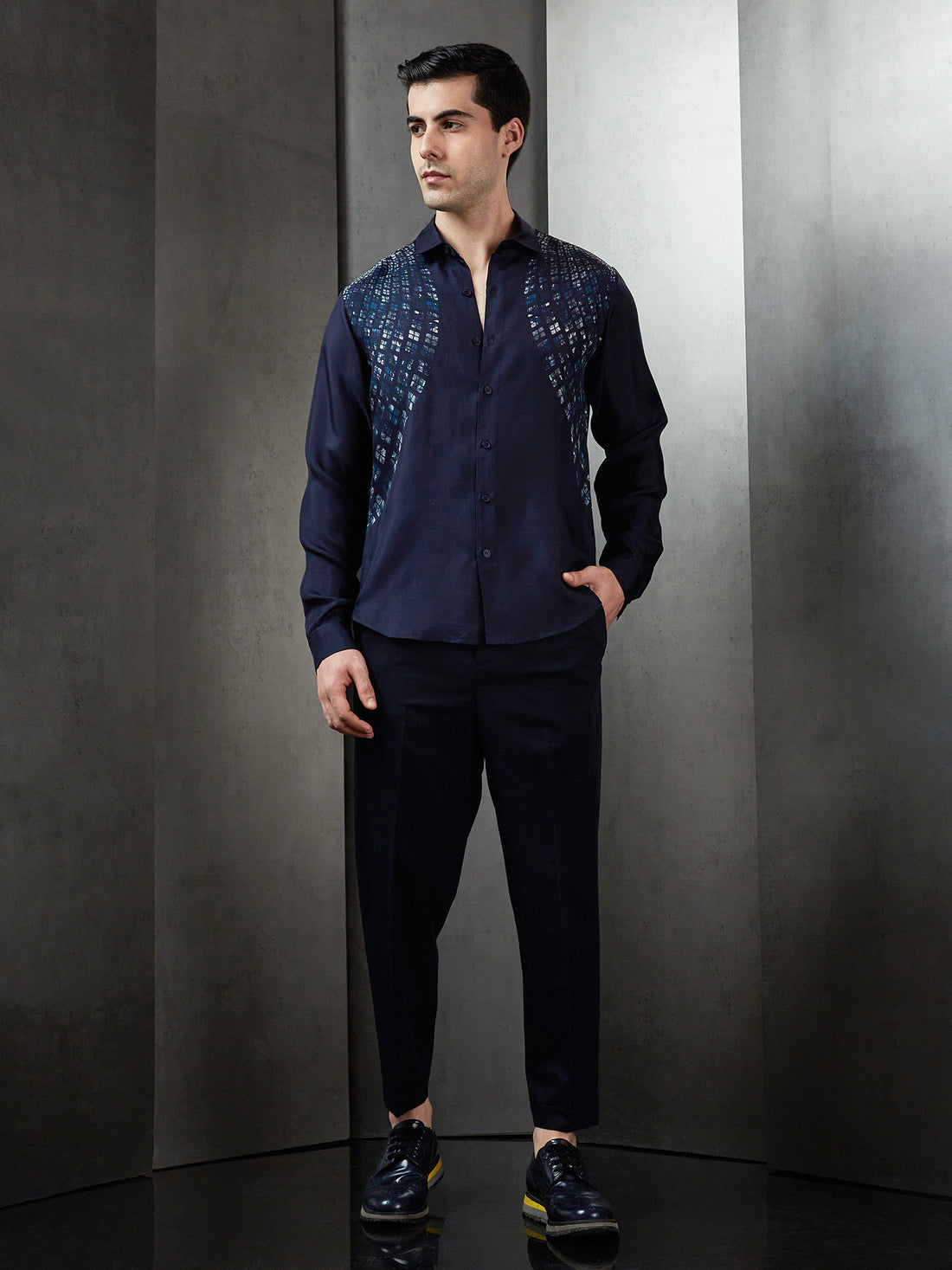 Striped Boxes Full Sleeve Resort Shirt