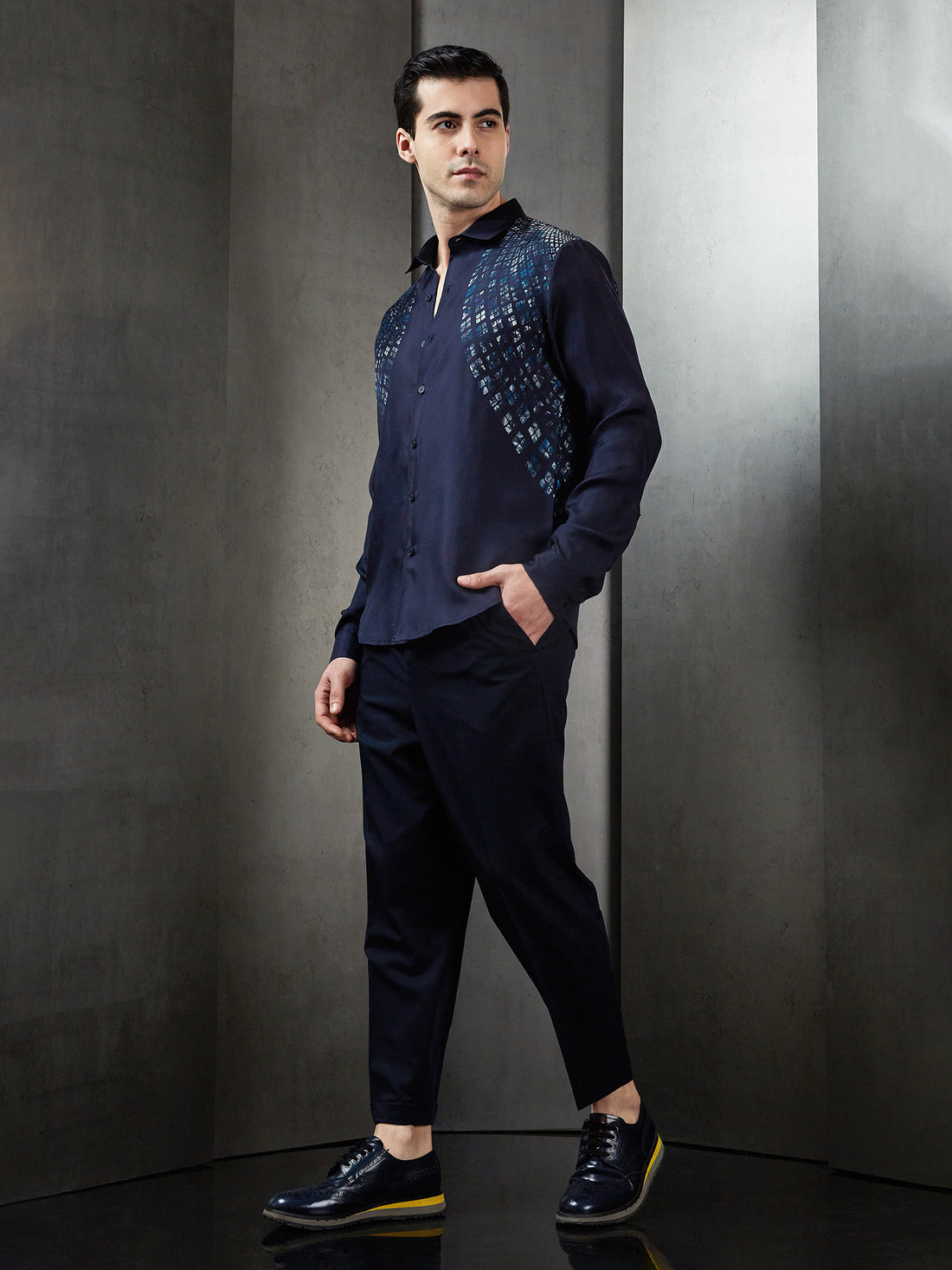 Striped Boxes Full Sleeve Resort Shirt