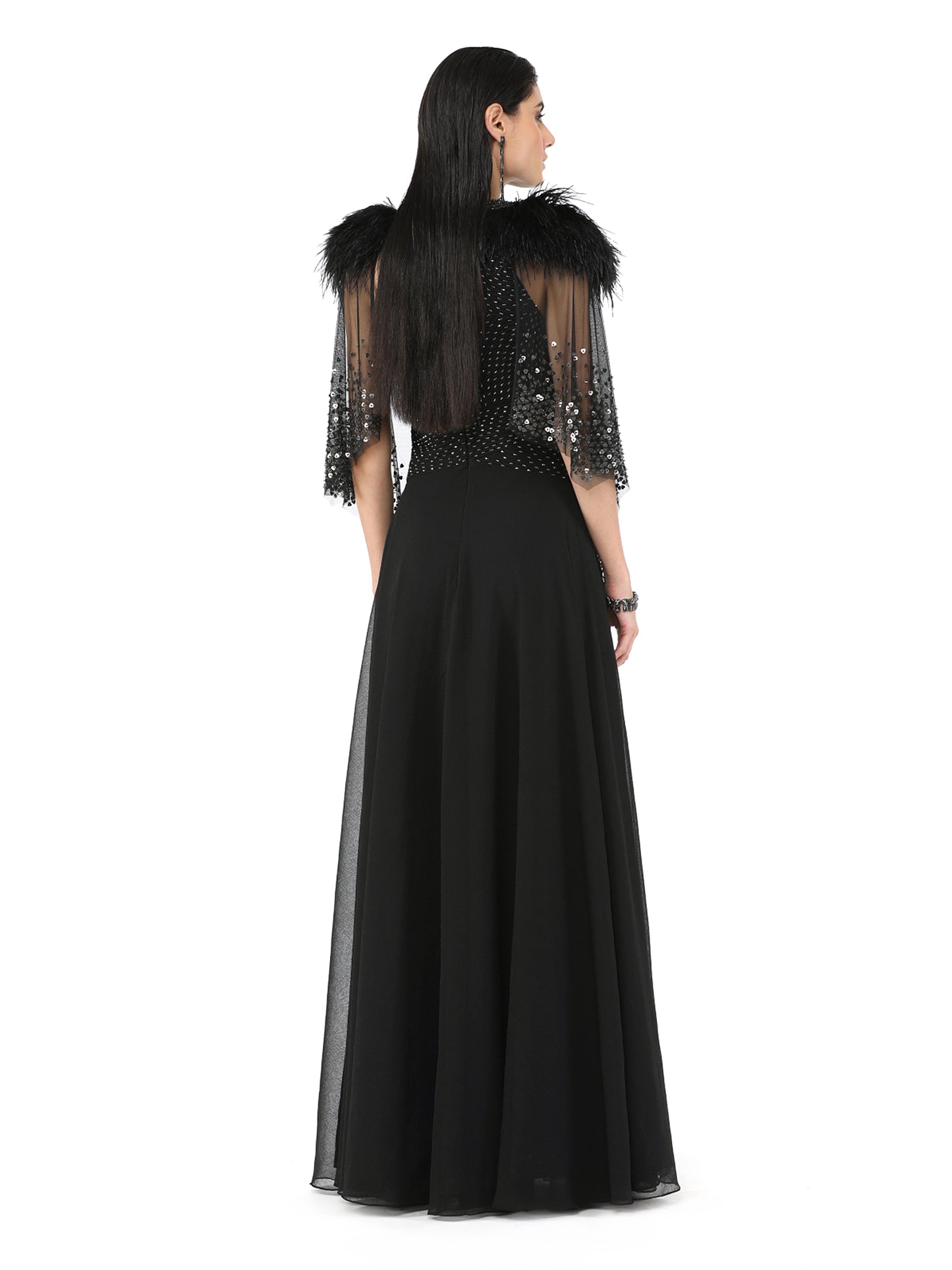 Ace Corded Gown With Cape