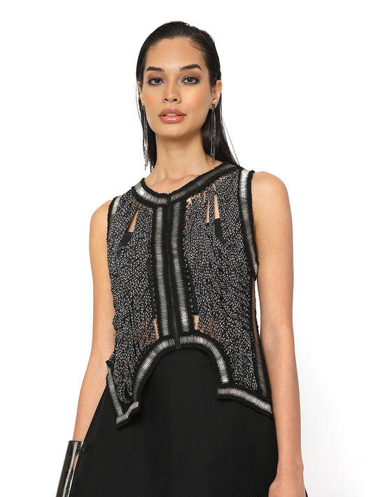 Black Embellished Gilet Jacket