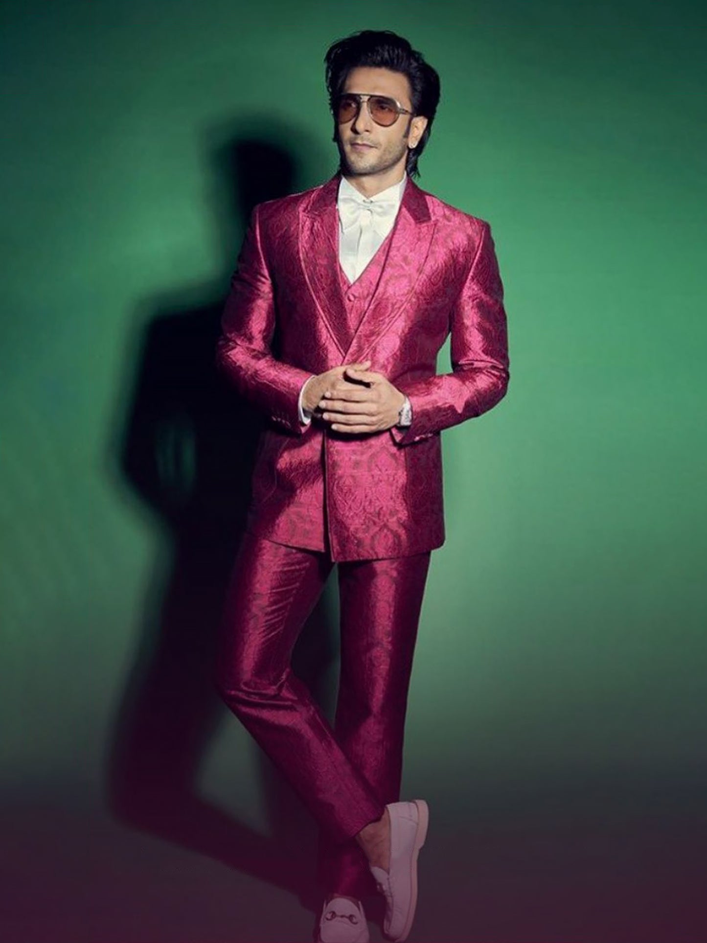 Ranveer Singh In Fushia Brocade Tuxedo