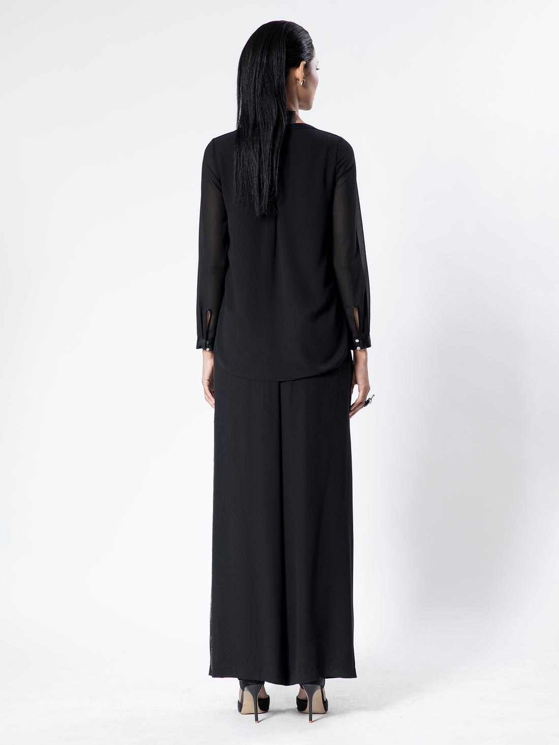 Black Embellished Sleeve Top